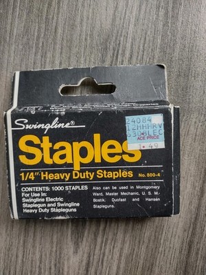 Swingline 1/4'' Staple Gun 1000 Pcs Heavy Duty Staples No.800-4  Made In USA NOS