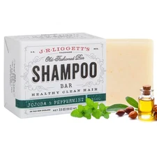 J·R·LIGGETT'S All-Natural Shampoo Bar, Jojoba and Peppermint Formula-Supports