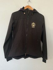 Requisite Size 14 Ladies Zip Up Hooded Jacket Black, Logo, thumb hole cuffs.