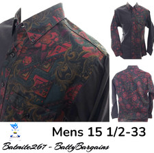 Vintage Wrangler USA MADE Color Block Mens Floral 15.5-33 Shirt FREE SHIP VTG