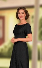 True vintage 1950's ruched wiggle Black PARTY DRESS - XS