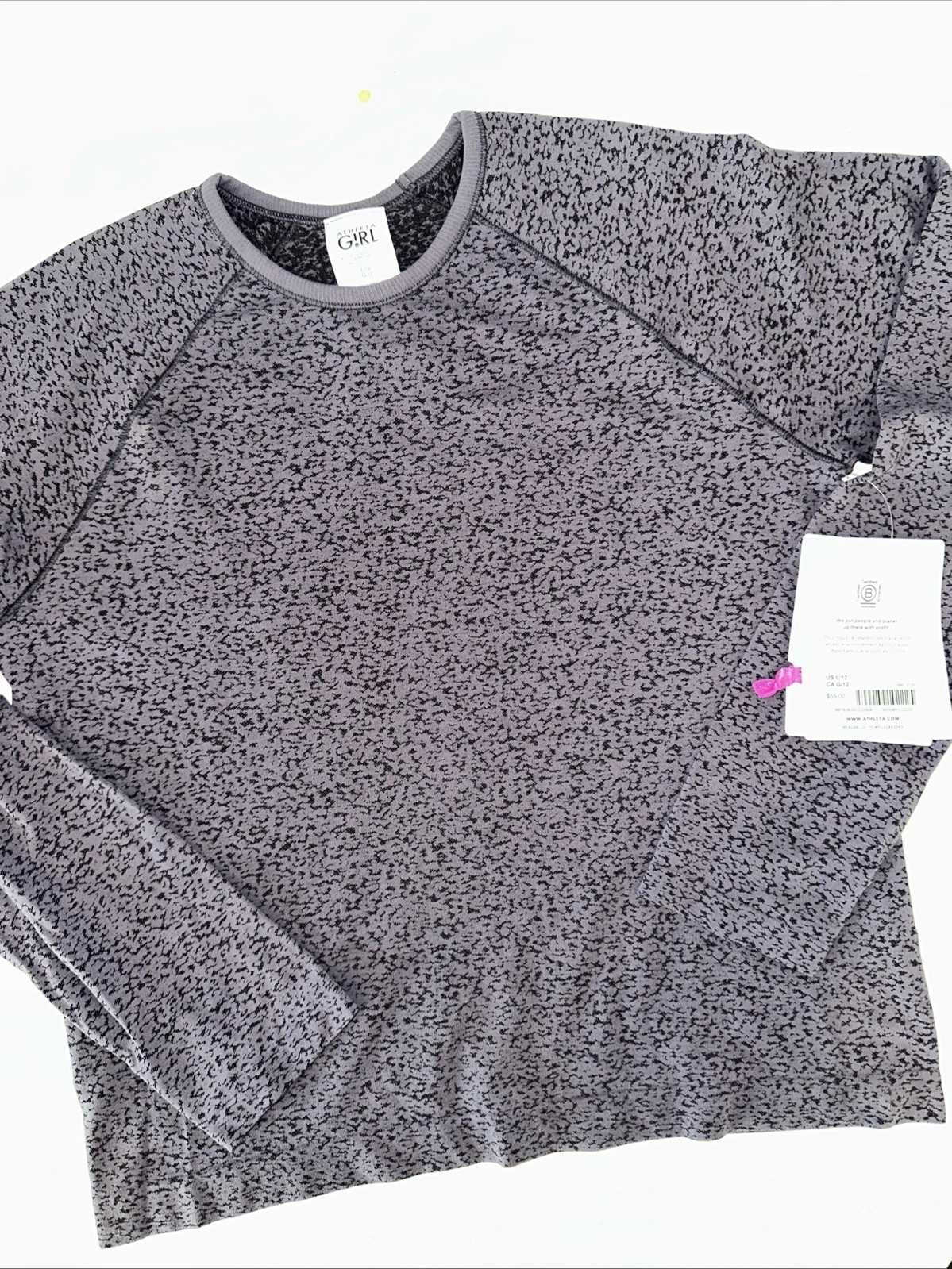 NWT 12 L ATHLETA GIRL POWER UP PEBBLE TOP SHIRT TEE SEAMLESS QUICK DRY