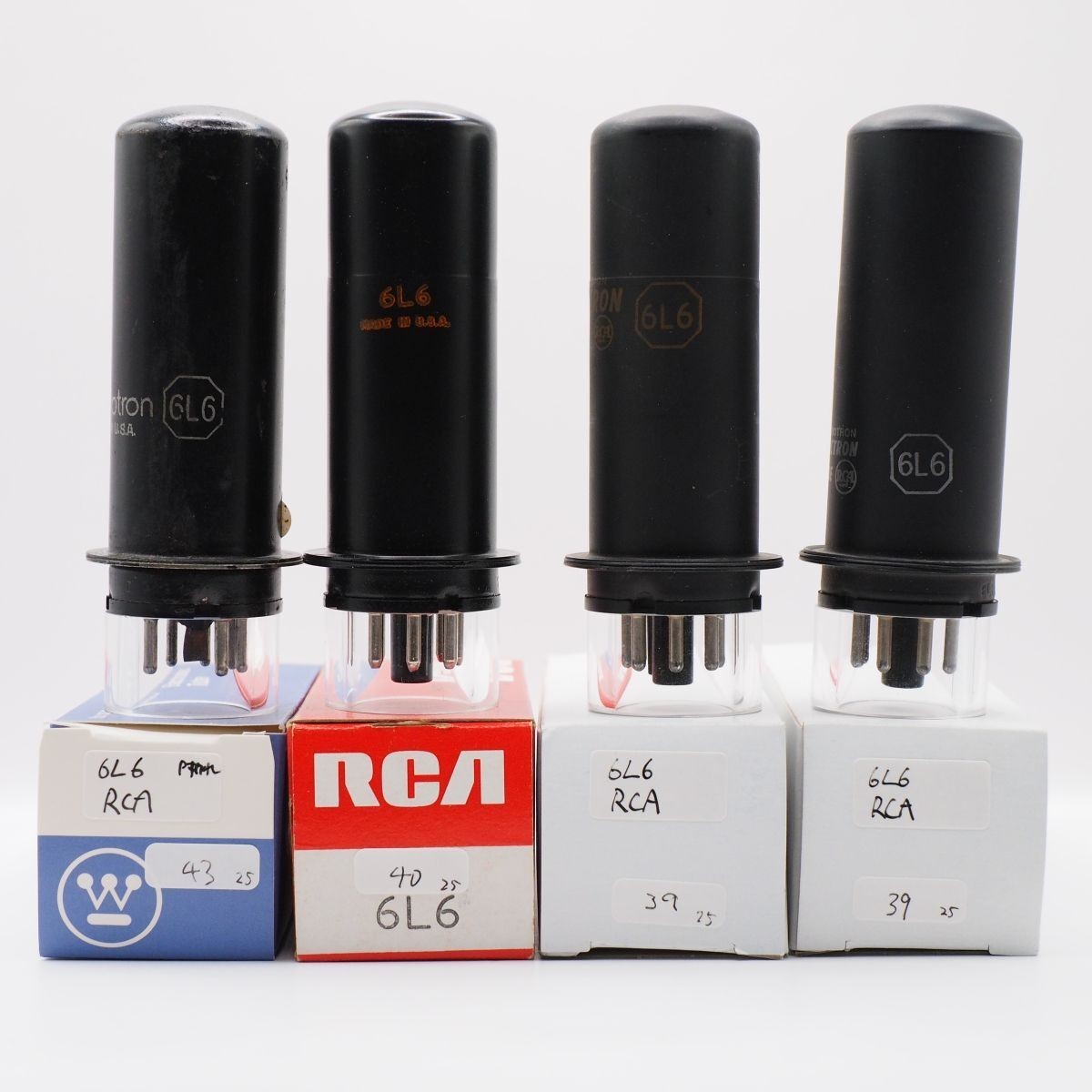 4 RCA 6L6 Metal Beam Tubes with Sandblast Mark Used Audio Vacuum Tubes