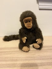 Vintage Hosung Monkey Chimp Plush Hand Puppet 1994 Brown Fuzzy Long Tail
