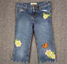 Vtg Jordache Girls Jeans Size 7 Floral Embroidered Butterfly Cottagecore