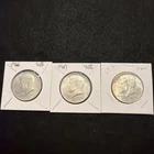 Kennedy half dollar, 40 percent silver, lot of 3 coins, 1966, 1967, 1969D