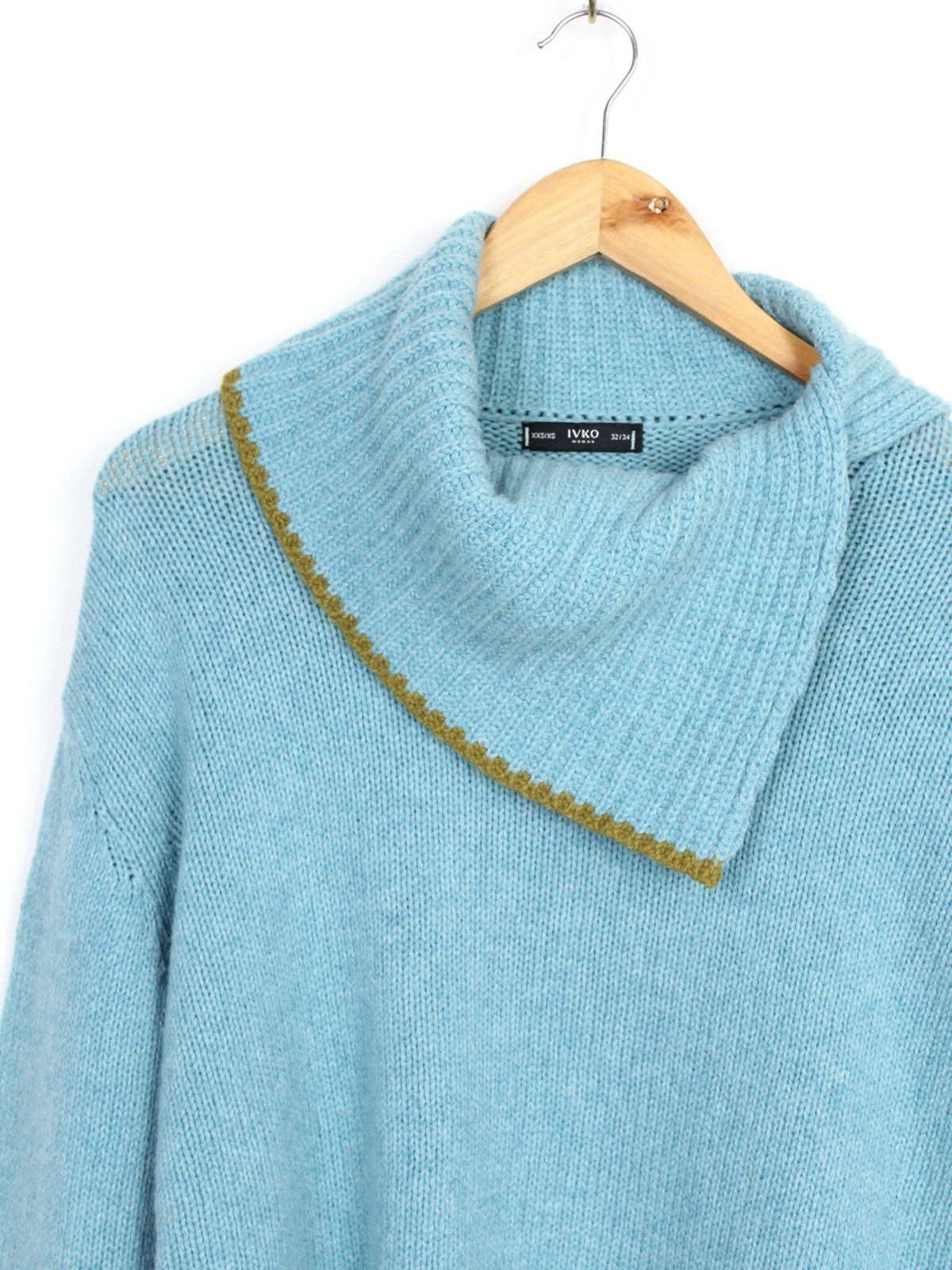 Ivko Sky Blue Solid Roll Neck Pullover Sweater, S… - image 5