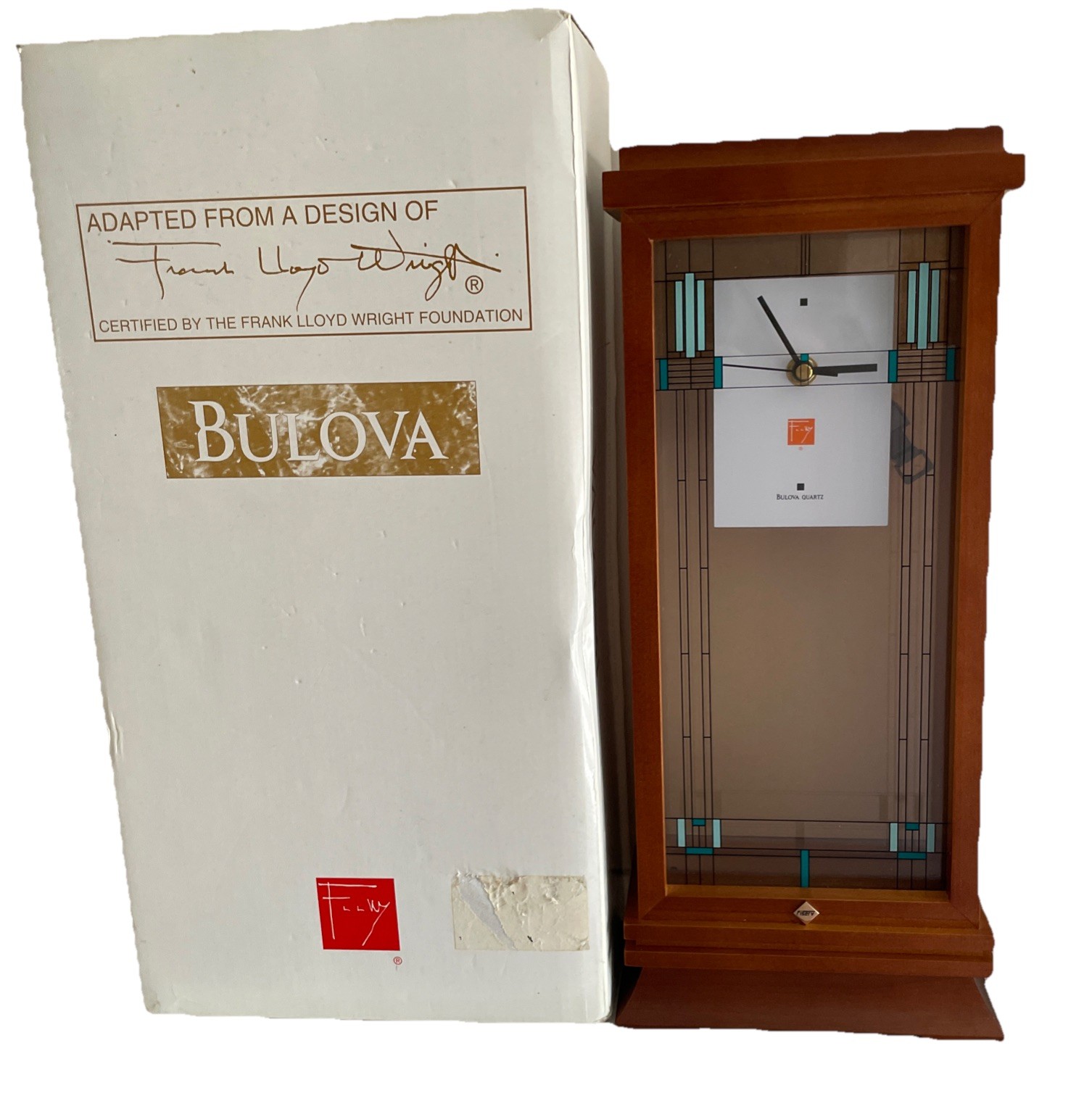 Bulova Frank Lloyd Wright Willits Mantel Pendulum Clock Waln