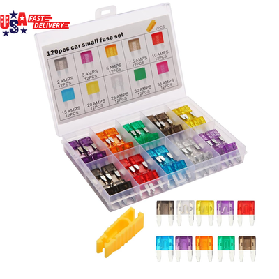 #ad #ad 120 Pieces Mini Fuse Kit Car Fuse Assortment Kit Mini Blade Fuses Automotive f $10.33