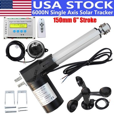 6000N Single Axis Solar Panel Tracker Controller +6'' Linear Actuator +Anemometer