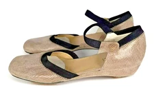VANELI Womens Taupe Mary Jane Ankle Strap Low Wedge Flats Shoes, Size 10S - New!