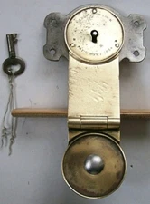 ANTIQUE EXCELSIOR 1864 Solid Brass TRUNK LOCK & KEY, Chest Rare Vintage Hardware