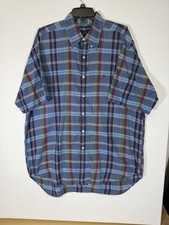 Ralph Lauren Shirt Mens Xl Blue Blake Plaid Short Sleeve Button Down Pony