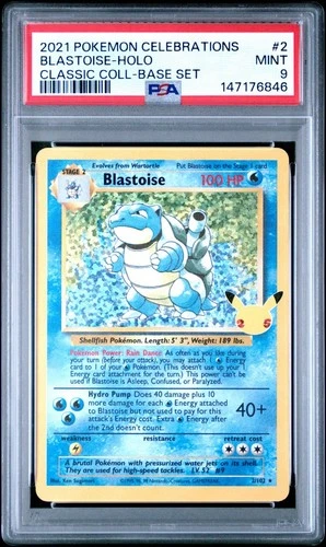 2021 Pokemon Celebrations Blastoise Holo Classic Coll Base Set #2 PSA 9 Mint