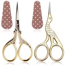 Small Sewing Scissors with Leather Cover Stainless Steel Scissor 3.6inch Gold...