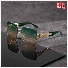 Oversized Rimless Sunglasses Women Fashion Square Sun Glasses