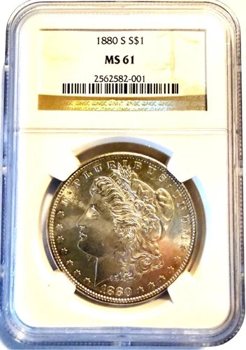 1880 S MORGAN SILVER DOLLAR $1 NGC MS61 SAN FRANCISCO MINT