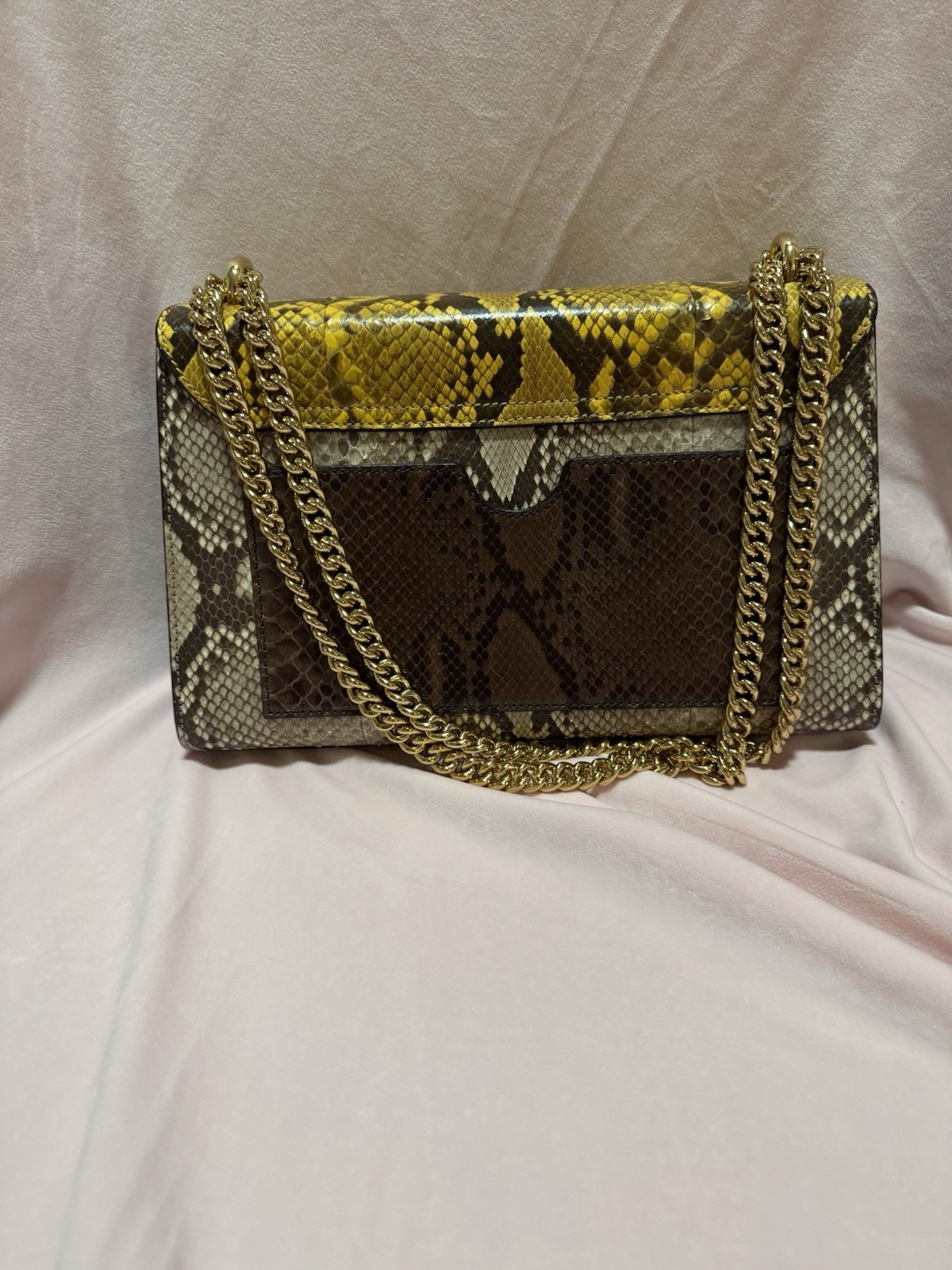 Gucci Handbag, Python Leather With Gold Chain - image 4