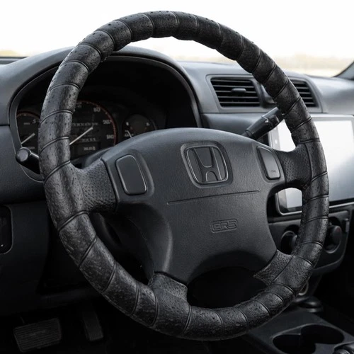 FINOO Black Lace-On Steering Wheel Cover, 14–15 Inch Universal Fit, Retro Cla...