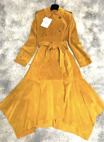 Trench cappotto Alexander Mcqueen pelle scamosciata Made in Italy donna #EB ZFA