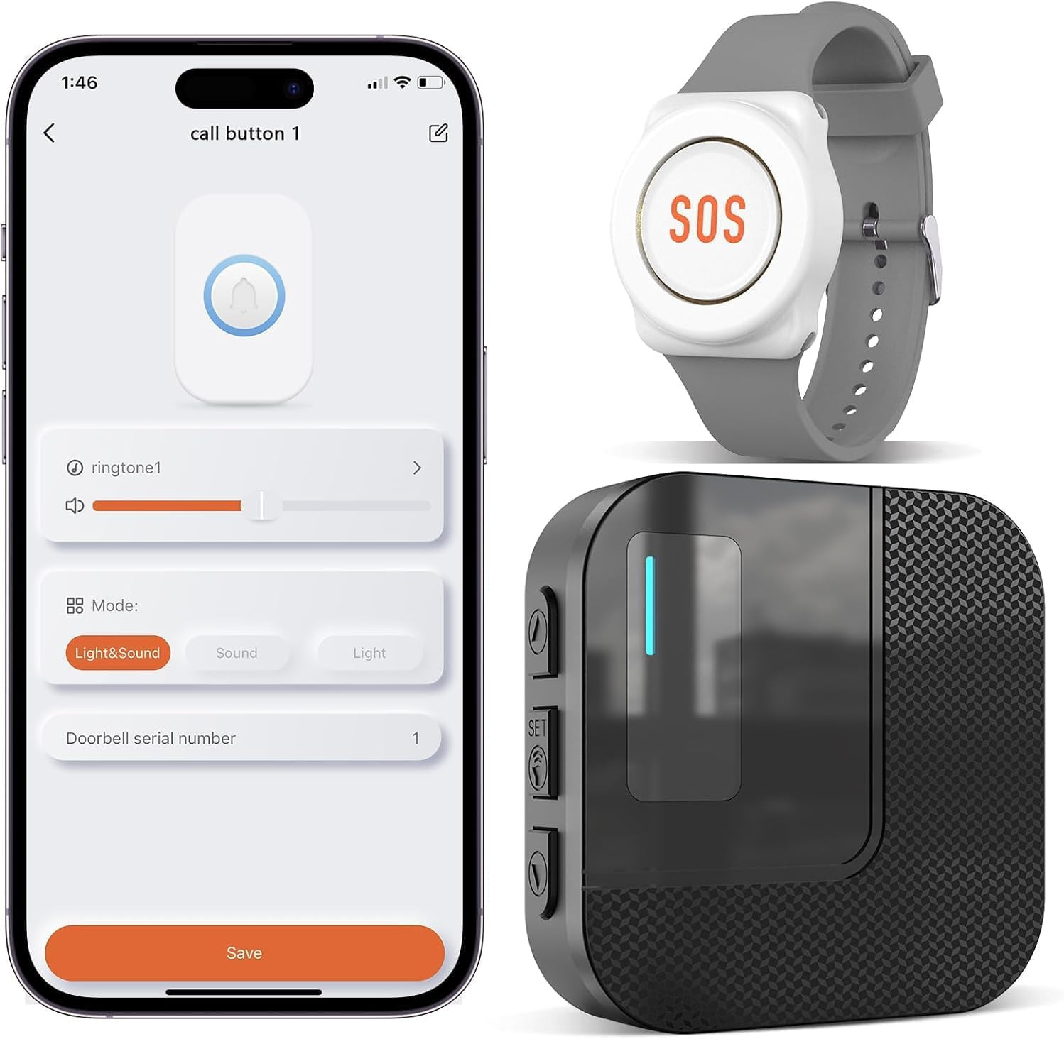 Daytech Wifi Tuya Intelligent Appareil D'Alarme Bracelet Alarme Personne Agee,Bo