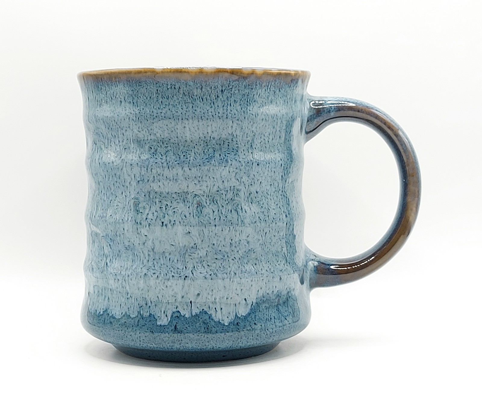 Rustic Blue Wavy Texture Coffee Mug 16 Oz Ceramic Artisanal Cup By Dwell Studio