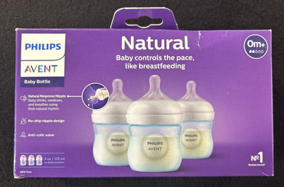 Philips Avent 3pk Natural Baby Bottle with Natural Response Nipple - Blue - 4oz