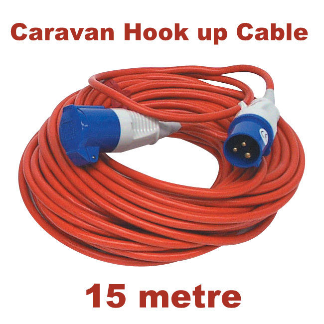 15 metre Caravan Hookup Cable Lead Orange 2.5mm 16 amp 3 pin (49 feet approx)
