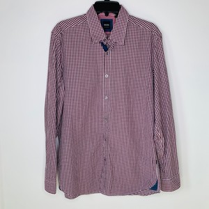 maroon and white dress shirt