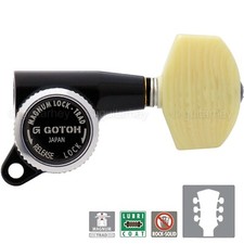 NEW Gotoh SG381-M01 MGT Locking Tuners L3 R3 LARGE IVORY Buttons 3x3 - BLACK