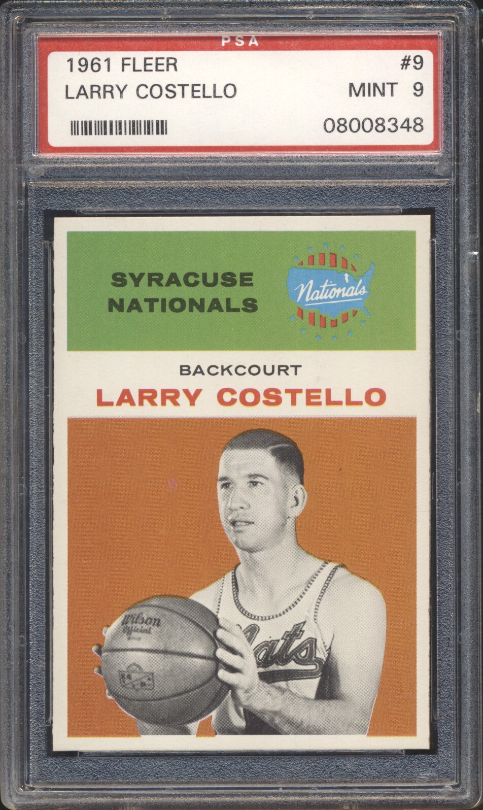 1961 Fleer Basketball Larry Costello #9 PSA 9 NATIONALS MINT HOF SET BREAK