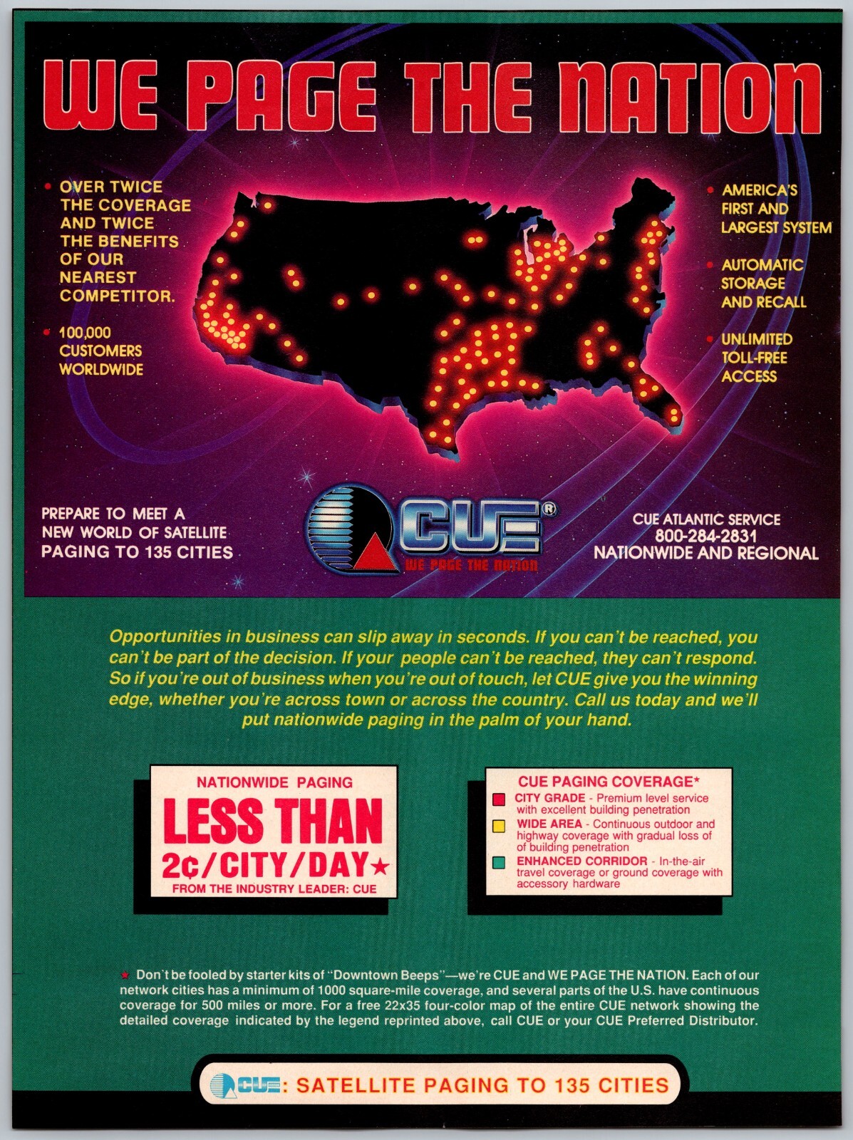 Cue We Page The Nation New World Of Satellite Paging Oct 1988 Full Page