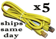 Lot of 5 Yellow CAT5e CAT5 RJ45 Ethernet LAN Network Patch Cable 5ft SHIPS FAST