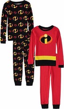 Disney Incredibles 4 PC Long Sleeve Tight Fit Cotton Pajama Set Boy Size 4 6 8