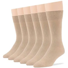 Men's Cotton 6 Pack Dress Socks L/XL Black Brown Khaki Navy Grey Beige Burgundy