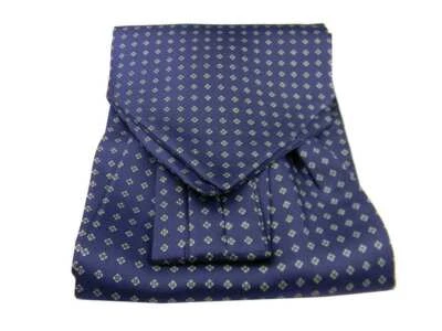 AVANTGARDEACCESSORI Foulard uomo seta a doppia pala cashe col blu motivi grigi ascot elegante