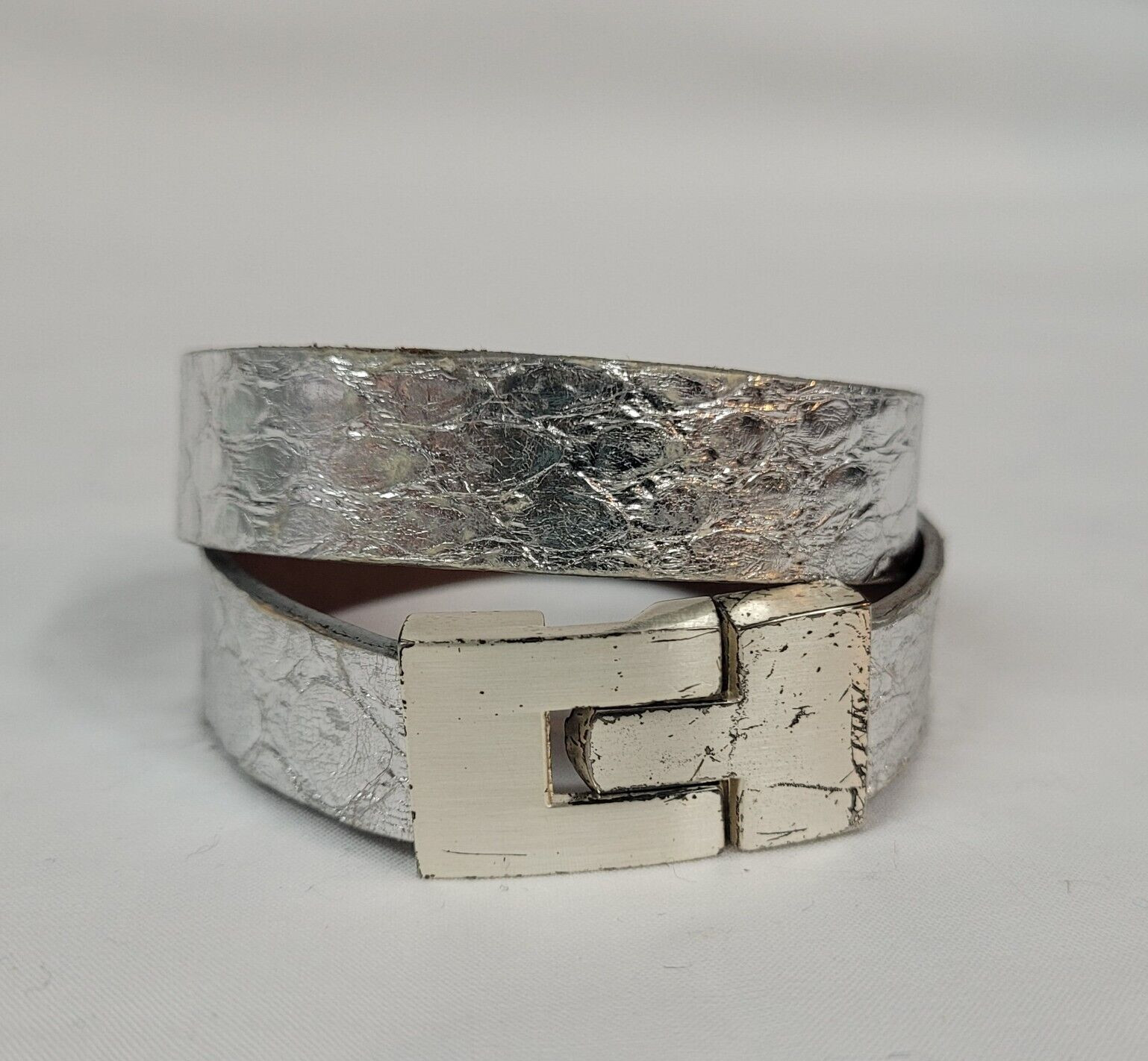 LEIGHELENA Silver GENUINE PYTHON Wrap Bracelet Do… - image 2