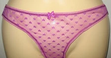 SUGAR N' SPICE - NEW - LARGE - PINK - SHEER LACE NYLON STRETCH THONG PANTY