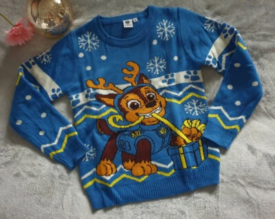 NICKELODEON Paw Patrol Jungen Pullover Strickpullover Winterpullover blau 122/128 *NEU*