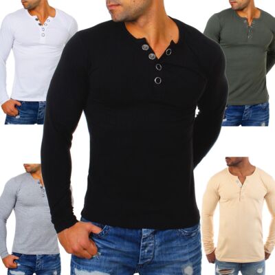 Young & Rich Herren Longsleeve langarm Shirt Knopfleiste bigbuttons stretch 2872