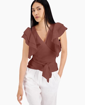 MSRP $60 Inc Cotton Ruffled Surplice Top Size 2XL (STAINED)