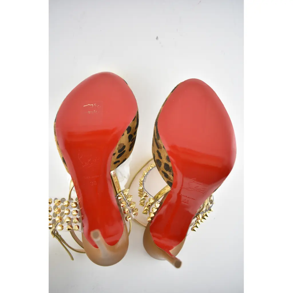 Christian Louboutin Levitagirl 120 Leopard PVC Spike Ankle Strap