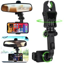 Universal Car Rearview Mirror Phone Holder Rotation Adjustable Mount Stand