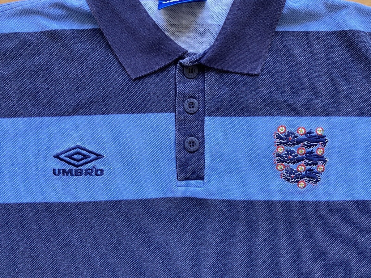 ENGLAND 1990s POLO COTTON FOOTBALL SHIRT SOCCER JERSEY UMBRO sz L