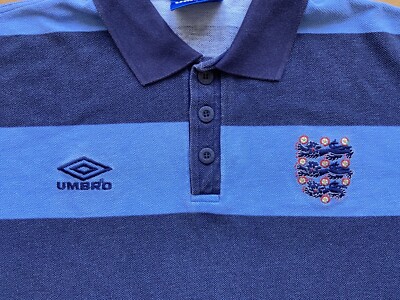 ENGLAND 1990s POLO COTTON FOOTBALL SHIRT SOCCER JERSEY UMBRO sz L