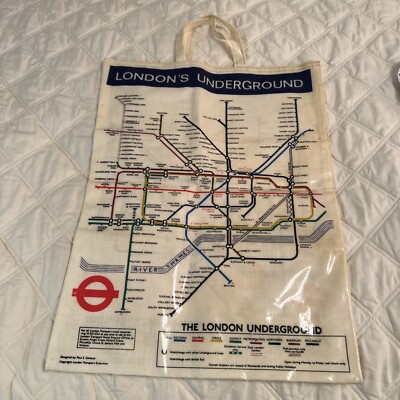 Vintage 1970s London Underground Map of London Railway Tote Bag, 14x19