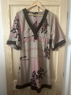 H&M Beige Pink Vintage Y2K Floral Kimono Oriental Style Dress
