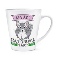 Beware VerrüCkte Chinchilla Damen 341Ml Latte Becher Tasse - Lustig Tiere