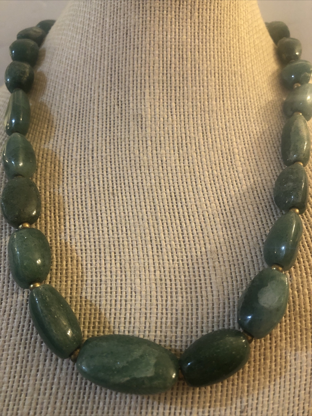 Jade /Nephrite Rectangular Baroque beaded Vintage… - image 6