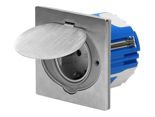 Edelstahl Einbausteckdose IP44 Bodensteckdose Garten Aussen mit